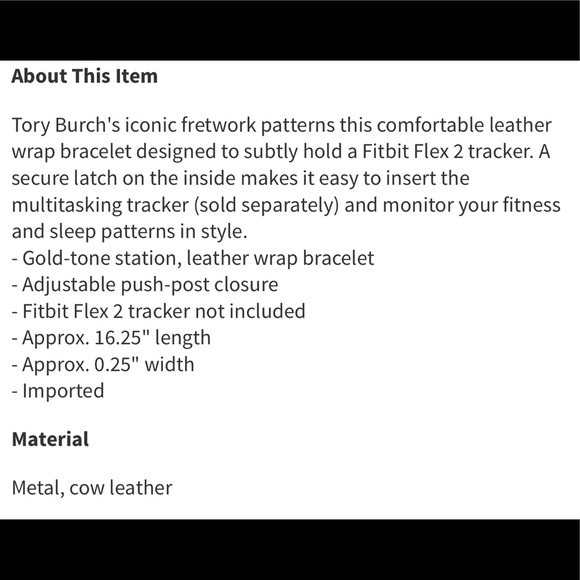 New Tory Burch Fitbit Leather Bracelet - Picture 5 of 5